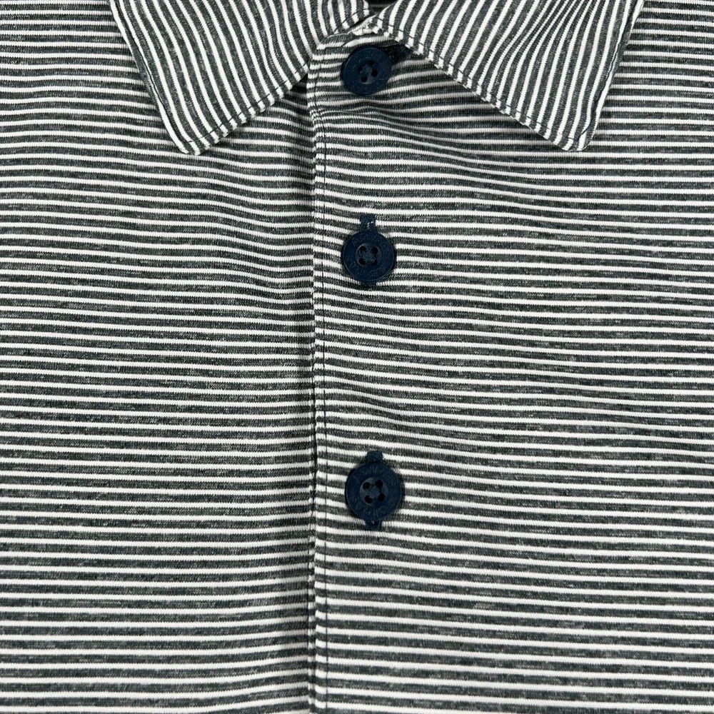 Adidas Shirt Polo Mens Medium Gray Striped Short Sleeve Golf Outdoor Casual